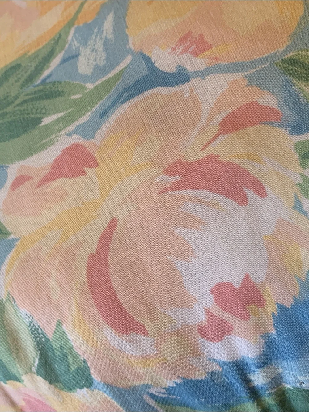 Vintage Croscill Floral Ruffled Throw Pillow in Pastel Yellow, Pink, Blue, Green